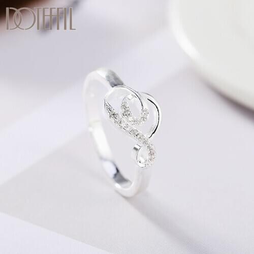 DOTEFFIL 925 Sterling Silver Heart-Shaped AAA Zircon Ring For Women Wedding Engagement Party Charm Gift Fashion Jewelry