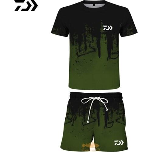 Daiwa Fishing Suit Men Summer Fishing Clothing Sportswear 2 Piece Outdoor Shorts Fishing Pants Quick Dry Sport Fishing T Shirt