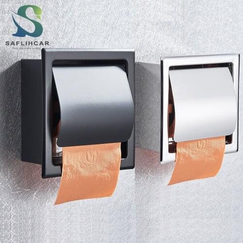 Matte Black/Chrome Stainless Steel Bathroom Waterproof Toilet Paper Holder Roll Paper Box Porta Papel Higienico Paper Tissue Box