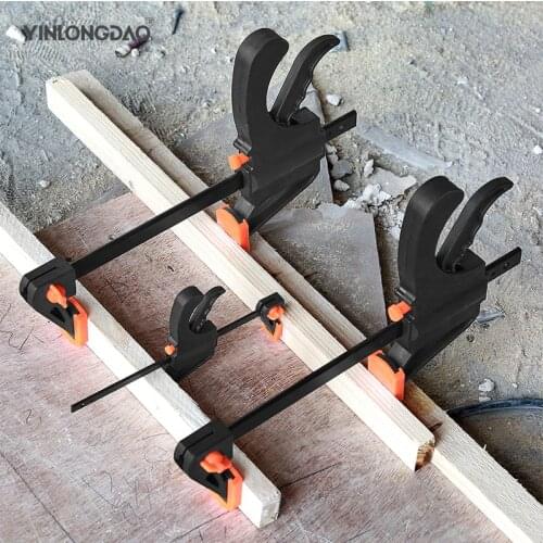 2PCS Wood Working Bar F Clamp Grip Release Squeeze Hand Tool Clamps For Woodworking Quick Ratchet F Clamp Heavy Duty Wood Workin