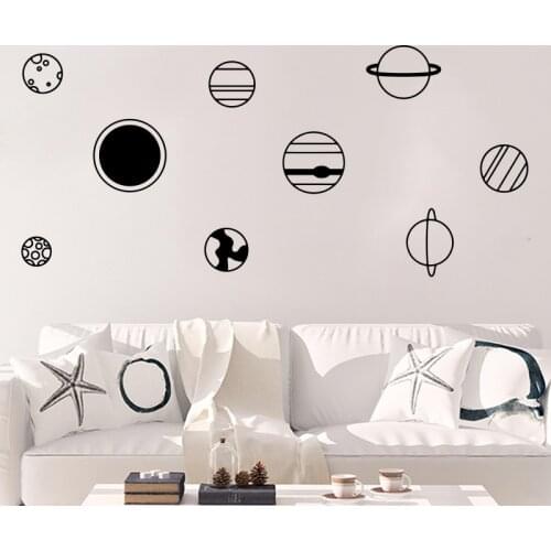 Cartoon Planet Outer Space Wall Sticker Baby Nursery Kids Room Sky Outer Space Planets Star Wall Decal Classroom Vinyl Decor