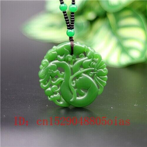 Natural Green Chinese Jade Dragon Pendant Necklace Charm Jadeite Jewelry Double-sided Carved Amulet Fashion Gifts for Her