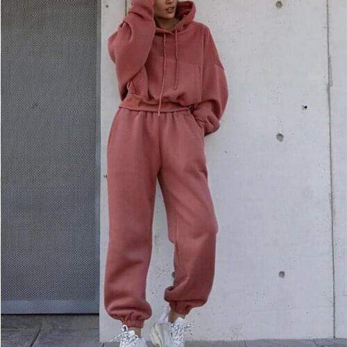 New Autumn Winter Tracksuit Two Piece Set Womens Hooded Sweatshirt And Pants 2PCS Outfits Female Casual Woman Jogger Sport Suit
