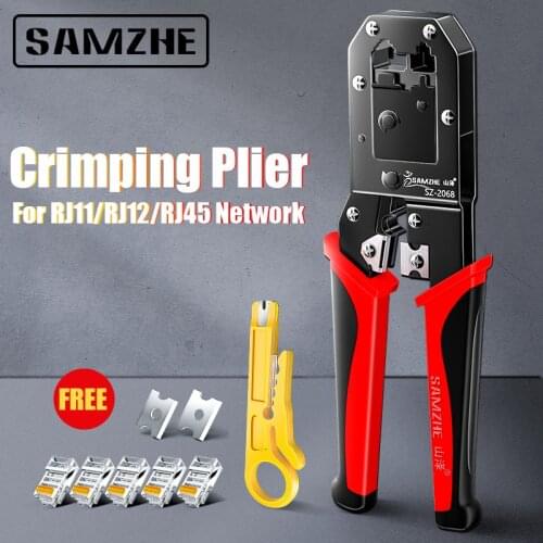 SAMZHE Crimping Plier Wire Tracker RJ11/12/45 Cable Crimper Stripping for 6P/8P Ethernet and Telephone Cable Making