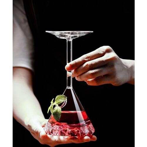 Upside Down Cocktail Glass,Transparent Martini Glass Creative Glass Cup Juice Glass Great for Cocktail/Margarita