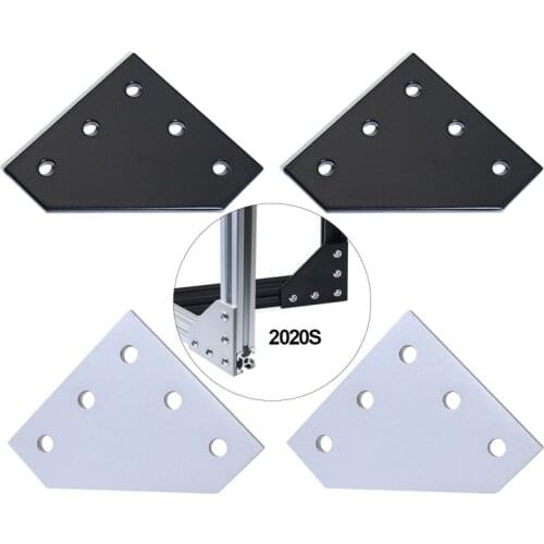 12Pcs 5 Hole 90 Degree Joint Board Plate Corner Angle Bracket Connection Joint Strip for 2020 Aluminum Profile 3D Printer Frame