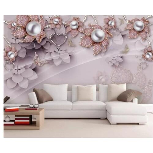 Beibehang Customized and beautiful fashion classic stereo wall paper luxury jewelry flower soft dress TV background 3d wallpaper