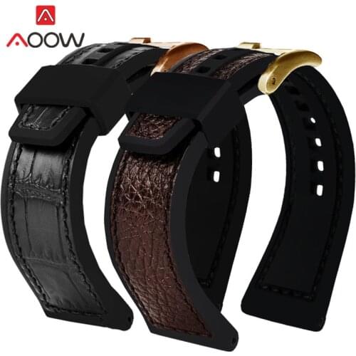 22mm Genuine Leather Rubber Strap Waterproof Sport Band Men Silicone Replacement Bracelet Watchband for Seiko SRPE79K1 SRPD65K3