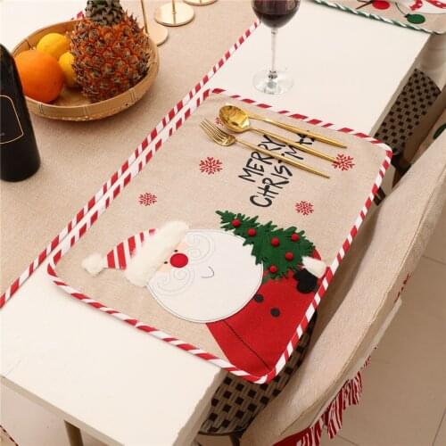 Christmas Placemat individuales de mesa Table Mat with Snowman Santa Xmas Decorations for Home Table Decor navidad New Year 2022