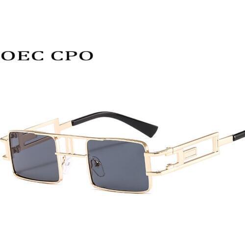 Fashion Rectangle Sunglasses Women Men Brand Designer Small Shades Black Steampunk Sunglasses For Female Eyewear UV400 O557