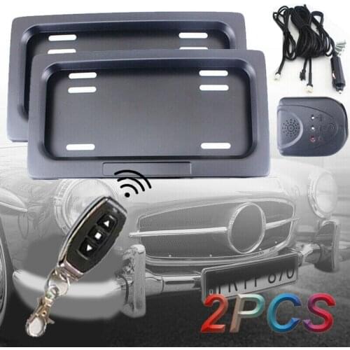 Novel-2Pcs USA Standard Shutter Cover Up Electric Stealth License Plate Frame with Remote
