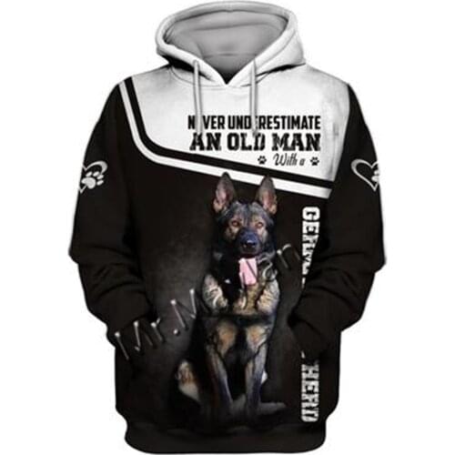 Unisex 3D German Shepherd Graphic Hoodie Harajuku Hoodie Alt Clothing Animal Crossing Streetwear Oversized Hoodie Pullover QW-03