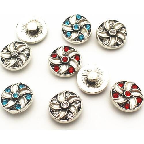 High quality 20pcs/lot flower metal crystal alloy button 12mm Snap Buttons Fit DIY Snap Bracelet Snap Button Charms Jewelry