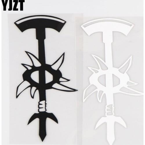 YJZT 5.6CM×16.3CM Creative Vinyl Body Decoration Decal Personalized Car Sticker Combat Weapon Wolf Tooth Axe 1C-0154