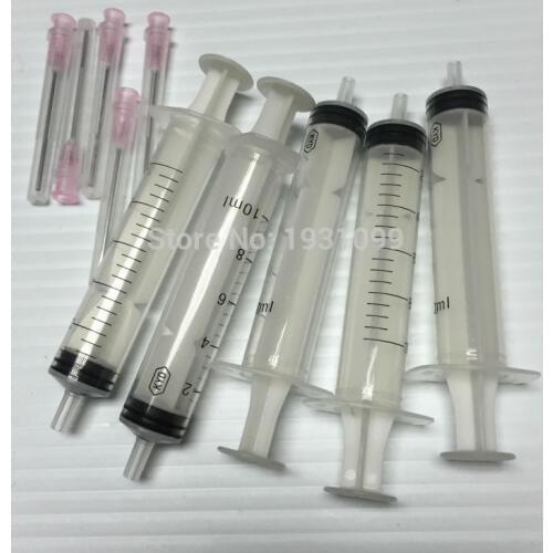 YOTAT 5pcs 10ml syringes with needle for CISS or refillable cartridge suitable ink oil grease glue