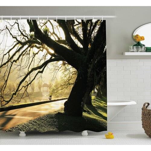 Tree Shower Curtain Taiping Lake Gardens Malaysia Serene Tranquil Woodland Idyllic View Bath Curtains For Bathroom Bathtub