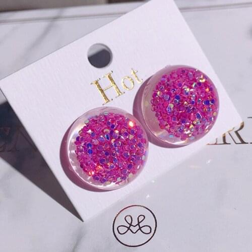 2021 Hot Sale Earrings For Women Brincos Vintage Circular Dazzle Colour Earrings Small Pure Fresh Temperament Personality Joker