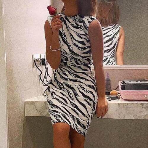 Womens Summer Dress Ladies Sexy Stripe Print Sleeveless Mini Dress Fashion Bodycon Dresses Elegant Women sexy dresses 2021 NEW