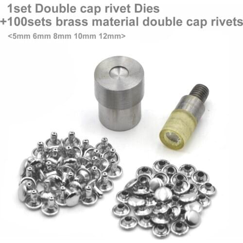 1Set Double Cap Rivets Dies Mould Tool For Hand Press Tool Machine And 100sets Brass Material Double Cap Rivets