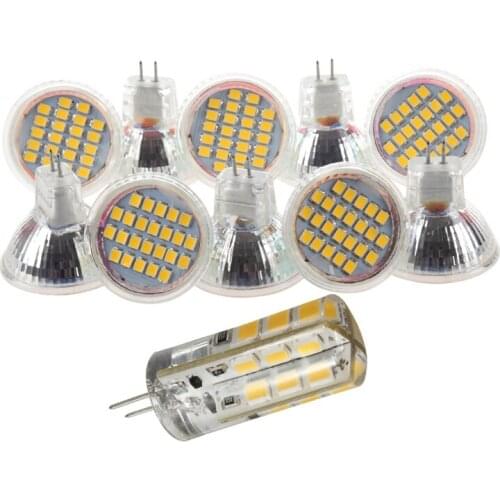 10Pcs MR11 GU4 Warm White 3528 SMD 24 LED Home Spotlight Light with 1Pcs G4 3W 2835Smd 24 Led Light