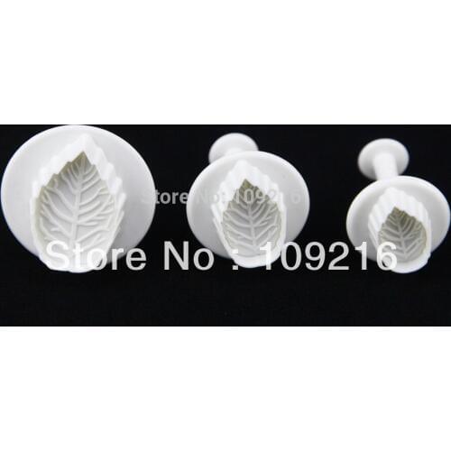 3pcs/set Rose-Leaves Food Grade Plastic Cookies Decorating/Fondant Plunger Cutter Tools