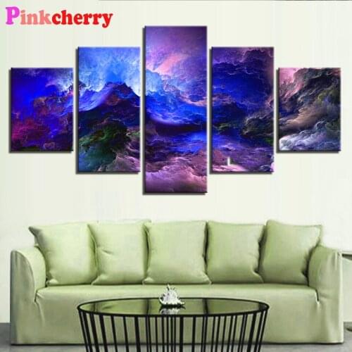 5 Piece 5d diy Diamond Painting Abstract Psychedelic Nebula Space Full Round diamond embroidery kit Cross stitch Mosaic Decor