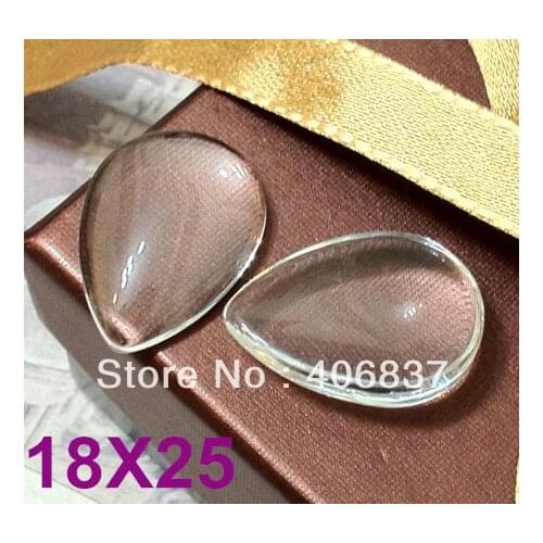 50pcs/Lot, Good Quality 18X25mm Dome Teardrop Clear Magnifying Glass Cabochon