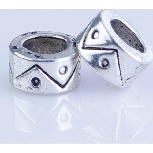 Wholesale 55pcs silver plated round beads Big Hole Beads Fit style European Bracelet hole 5.5mm