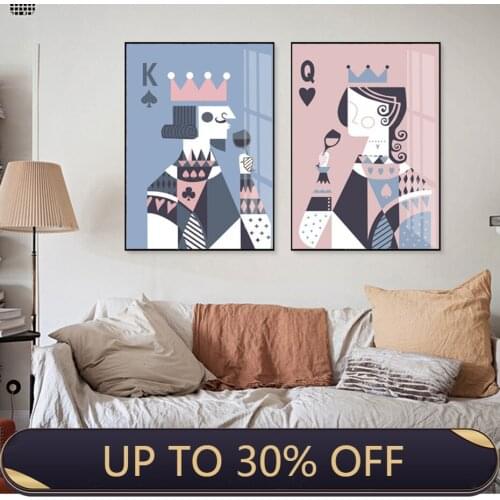 Abstract playing card king and queen art poster printing gallery picture living room interior home decoration canvas painting