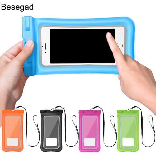 Besegad IPX8 Waterproof Swimming Phone Case Bag Pouch for iPhone X 8 7 Plus Samsung Galaxy S8 S7 6inch Dry Pouch Bag Cover Coque