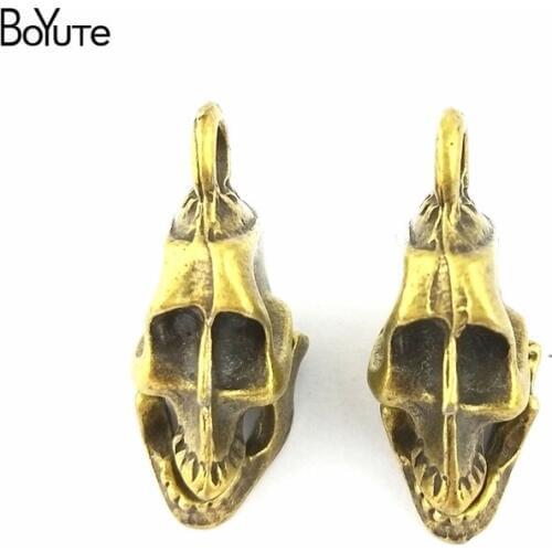 BoYuTe (30 Pieces/Lot) 25*16*10MM Fashion Vintage Skull Head Pendant Antique Bronze Plated Zinc Alloy Diy Pendant for Jewelry