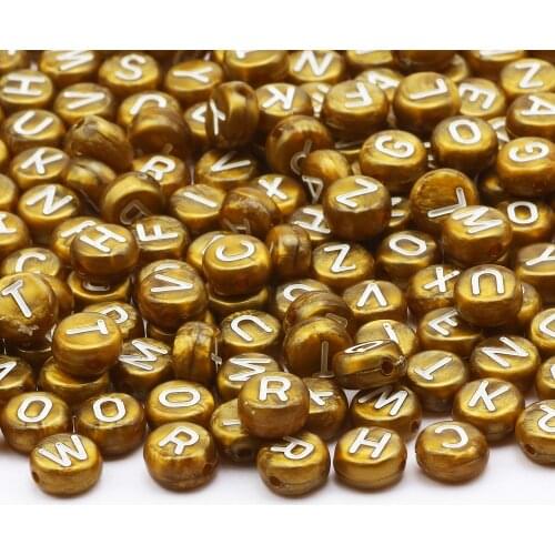 Golden Mix Acrylic Letter Beads 4x7mm Round Alphabet Loose Spacer Beads For Jewelry Making Diy Necklace Bracelet Accessories