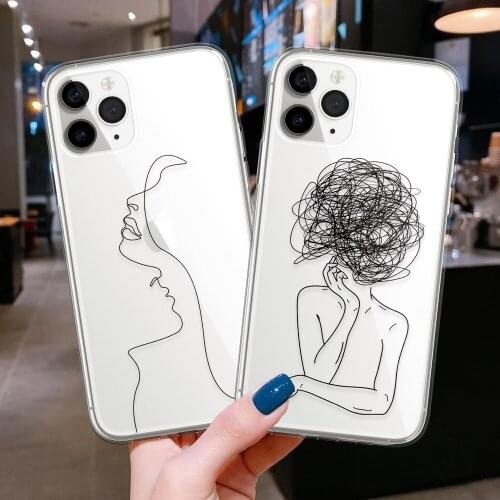 For iPhone 7 6 6S 8 Plus Case Abstract Woman Body Line Silicone Soft Cover For iPhone 11 12 Pro XR XS Max Shockproof Phone Case