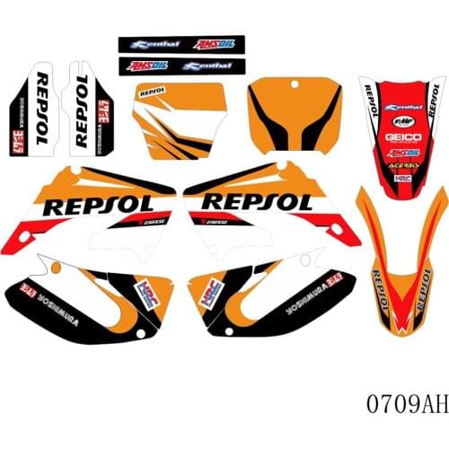 For HONDA CR125 CR250 CR 125 CR 250 2002-2012 Full Graphics Decals Stickers Motorcycle Background Custom Number Name