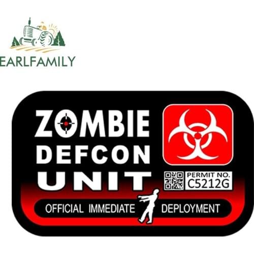 EARLFAMILY 15cm x 10cm Car Sticker Zombie Defcon Unit Official Immediate Deployment Decal Sticker Atv Car Waterproof Accessories