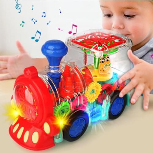 Electric Transparent Gear Train Universal Walking Train Colorful Lights Musical Toys Childrens Phone Toy Toys For Babies