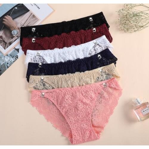 Hot Sale Seamless Lace Brief For Women Sexy Lace Ice Silk Underwear Letter Rhinestone Fashion Soft Lingerie Panties