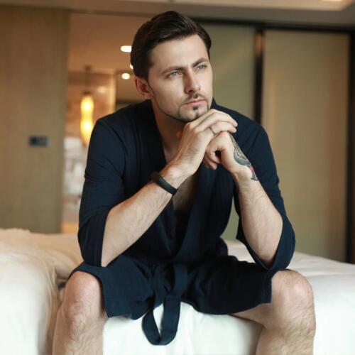 Pure Color Male Satin Robe Kimono Bathrobe Male Daily Spa Home Clothes Gown Sleepwear Casual Male Nightgown Sleep Robe HomeWear