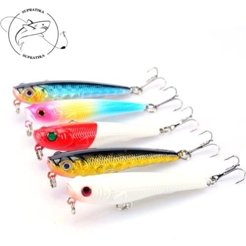Artificial 6# Hook Pencil Bionic Bait 5Pcs/set Sea Fishing Lures 6.5cm/7g Topwater Popper ABS Plastic Hard Bait Wobbler 3D Eyes