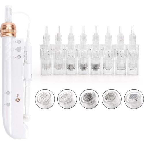 10PCS Microneedle Cartridges And 10PCS Syringe Tube Bayonet Suit For 2 in 1 Mini Hydra Gun Mesotherapy Injector Auto Derma Stamp