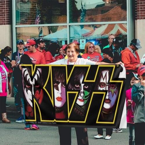 Kiss 1092 Flag Banner Home Outdoor Gift Party Ghana Britain Palm Trees Football