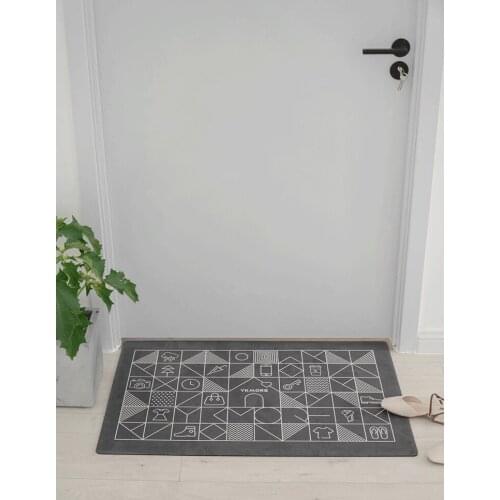 Floor The Entrance Door Mat Simple Advanced Geometric Pattern Easy Wash Comfort Grey Carpet Absorbent Non Slip Household Entry
