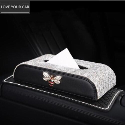 Creative car supplies diamond block type seat armrest tissue box home car office little bee paper towel box