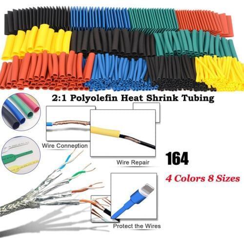 Multicolor/Black Heat Shrink Tube Polyolefin Shrinking Assorted Wire Cable Insulated Sleeving Tubing Set Polyolefin