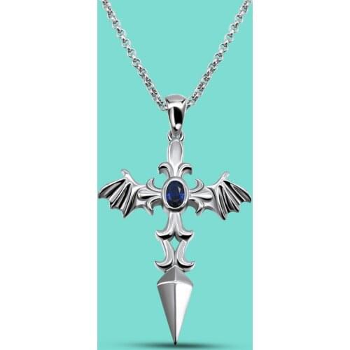 Fashion Mens Original 925 Sterling Silver Necklace Creative Cross Pendant Necklace Solid Silver Fine Jewelry Birthday Gift