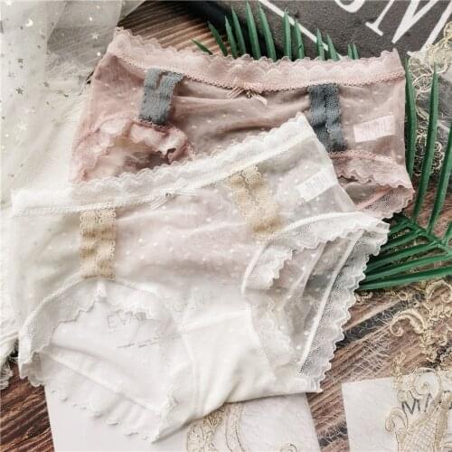 New Japanese Style Underwear Sexy Lace Panties Womens Transparent Comfort Underwear Fashion Hollow Out Briefs Female Lingerie
