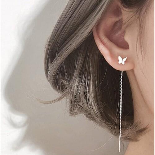 New Trendy Long Tassel Butterfly Drop Earrings Gold Color 2021 Fashion Hanging Women Earrings Summer Jewelry Girls Party Gift