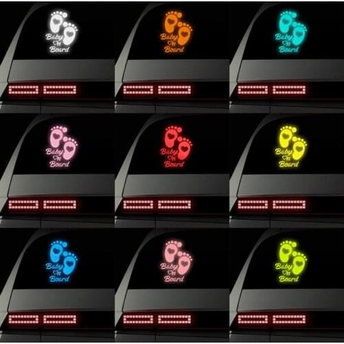 New 15.5*20cm Baby on Borad Cute Feet Car Reflective Sticker Car Styling Body Window Door Warning Kids Stickers and Decals Decor