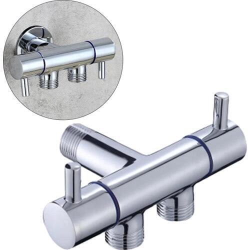 Diverter Valve 3 Way Water Separator Shower Angle Valve Bathroom Shower Faucet Tee Connector Double Switch Water Tap T-Adapter