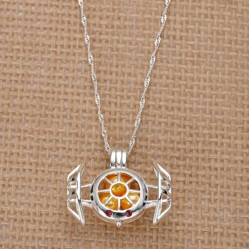 Harong Star Pearl Cage Necklace Red Crystal Name Necklace Pendant Punk Jewelry Stainless Steel Chain Custom Necklace Women